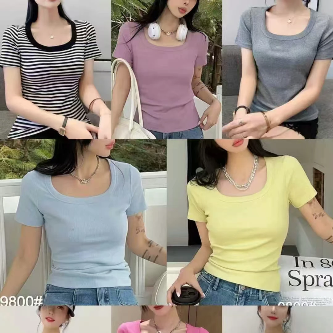 马卡龙色半袖时尚百搭