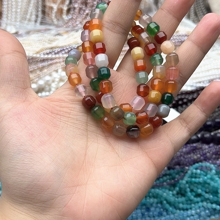 未镶嵌玛瑙/玉髓珠宝半成品一条7.5mm左右多宝玛瑙多圈