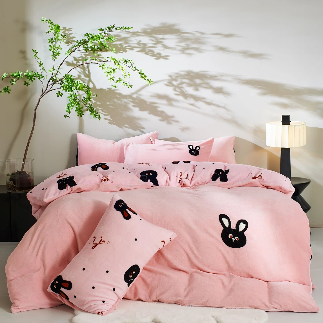 黑兔宝冬款加绒加厚牛奶绒四件套双面绒加厚保暖床上用品四件套