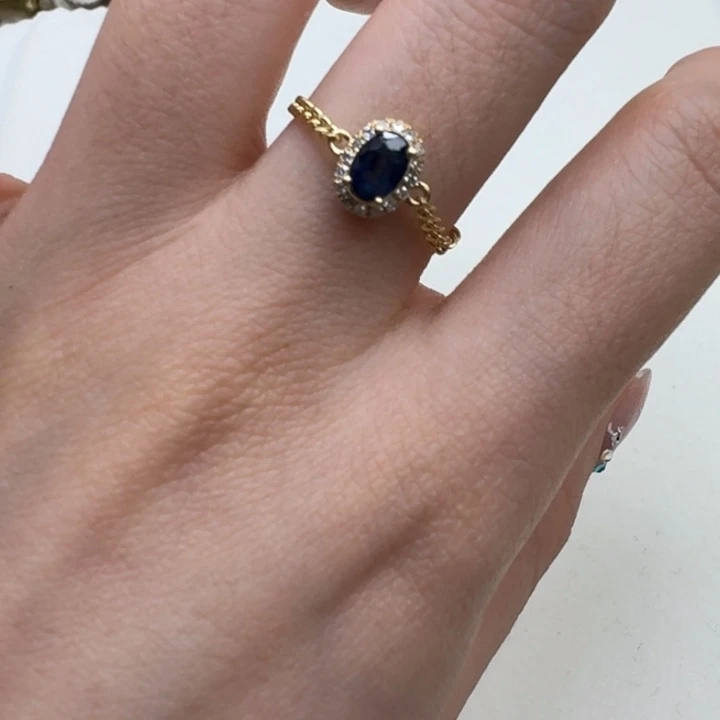 蓝宝石戒指18K金镶嵌