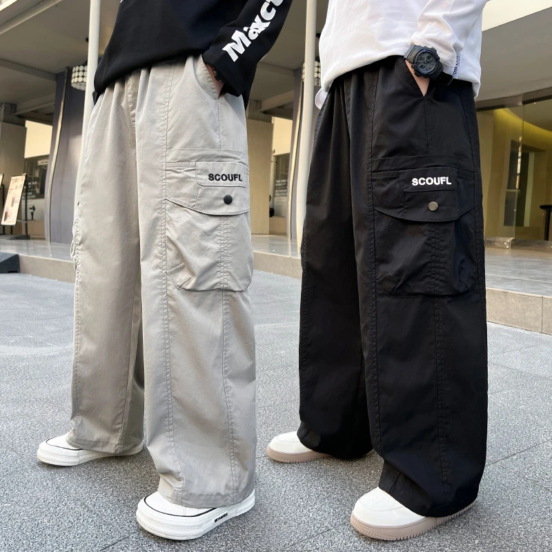 男童裤子春秋款工装裤2025新款秋季宽松中大童儿童男孩春装长裤潮