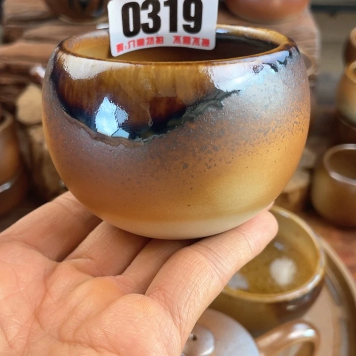 杯?**坏建水紫陶白泥柴烧杯