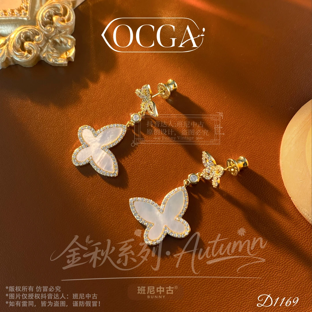 镀K金D1169法【落影蝴蝶】OCGA 欧斯伽斯耳钉