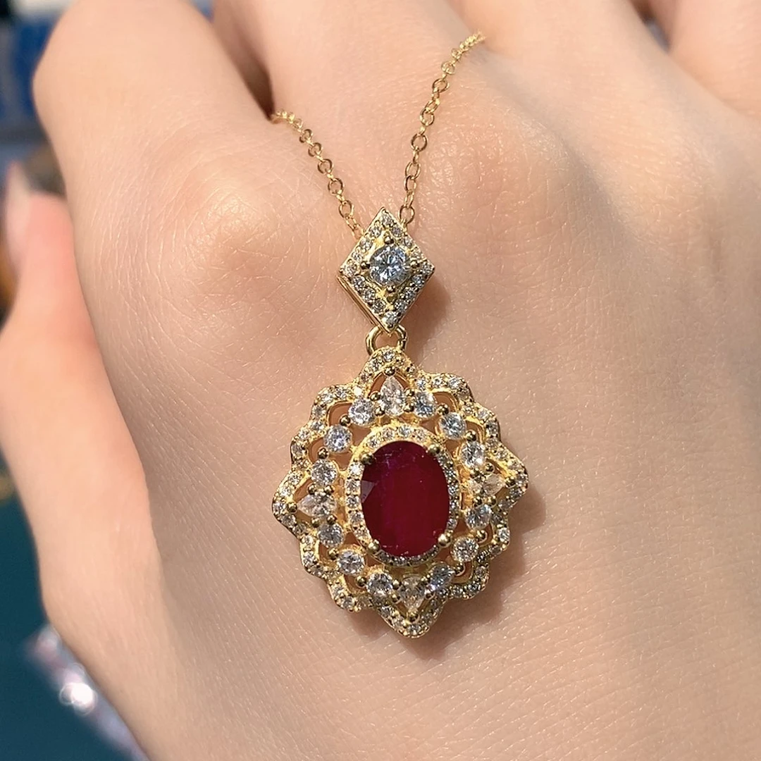 颈饰银S925镶嵌红宝石天然宝石