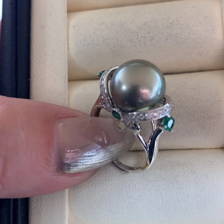 银S925镶嵌戒指海水珍珠