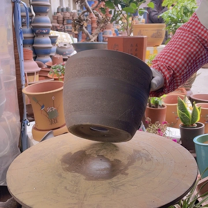 紫砂宜兴紫砂花盆拉毛24