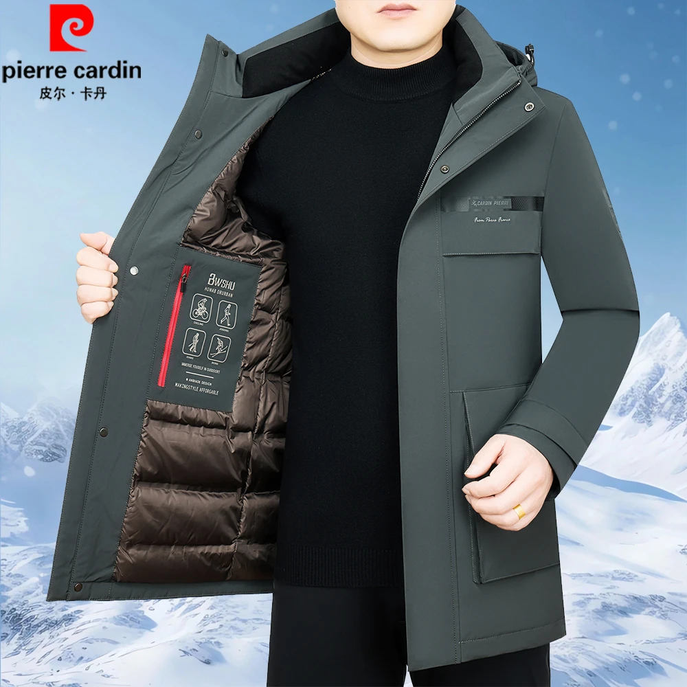 皮尔卡丹男款羽绒服冬季新款中年男士上衣中长款极寒爸爸装外套