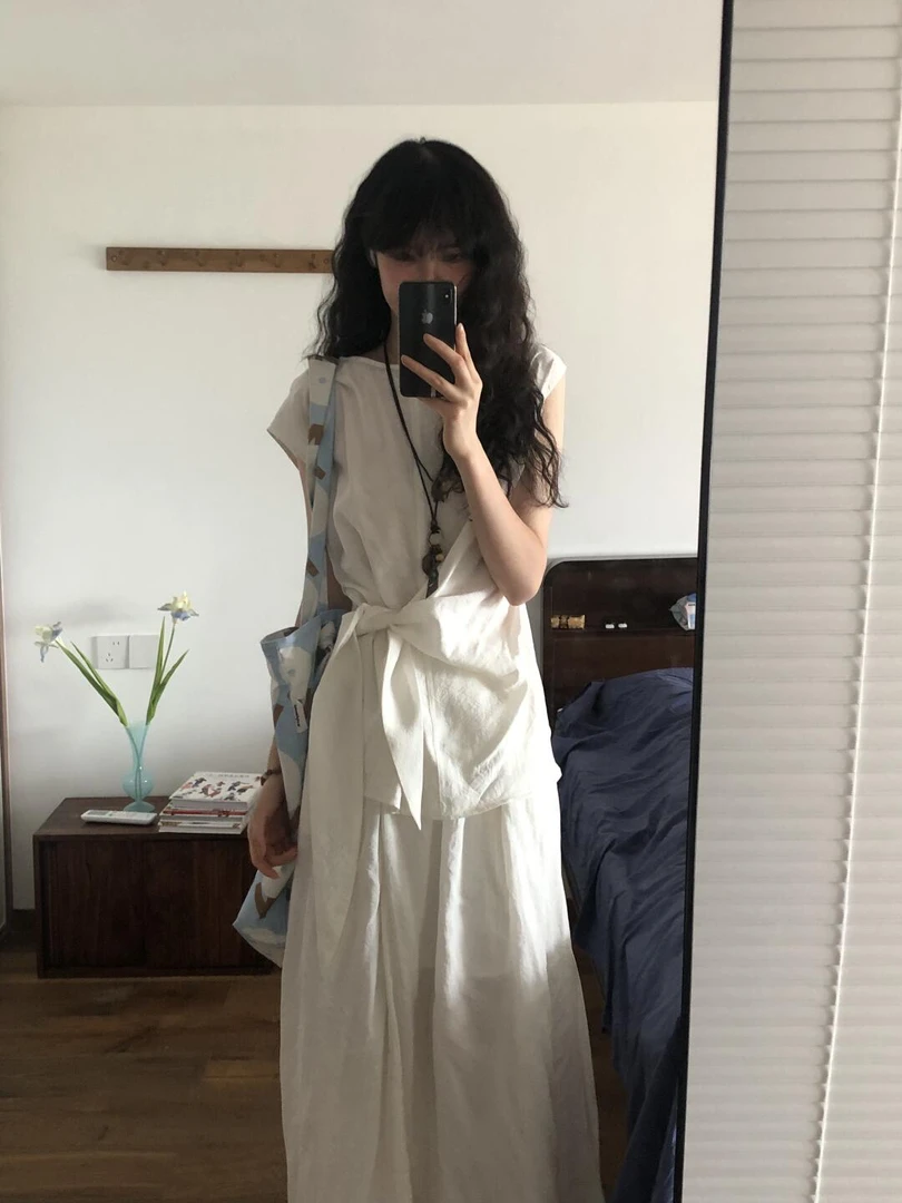 2025夏季新款韩系通勤时尚设计感衬衫上衣高腰显瘦半身裙两件套女