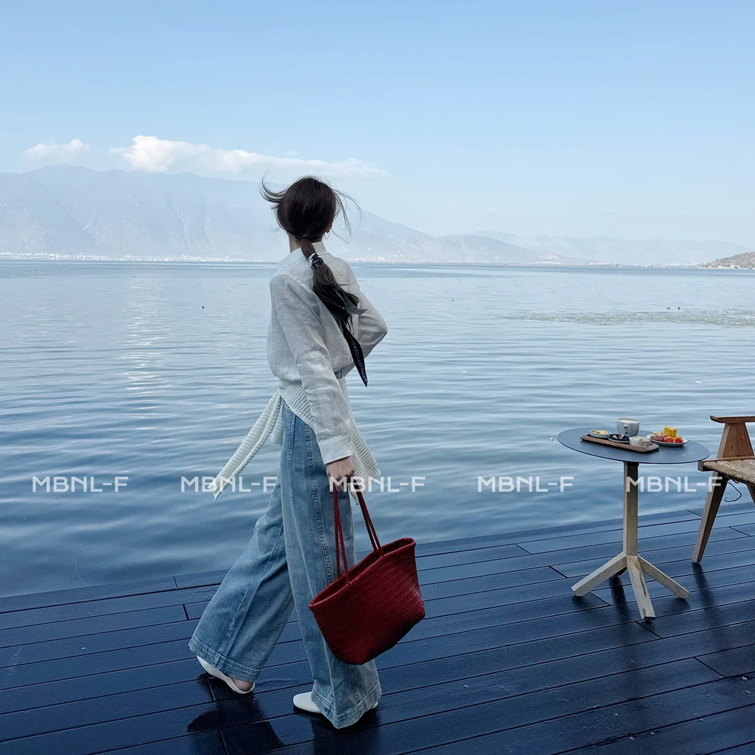 MBNL-F "洱海牛仔" 侧缝双骨线阔腿牛仔裤 秦磊XM-XKZ1018
