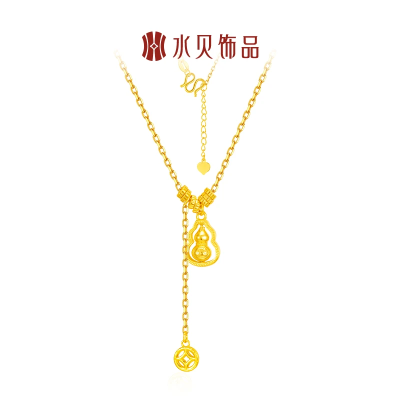 吊坠足银 足银福禄双全葫芦套链