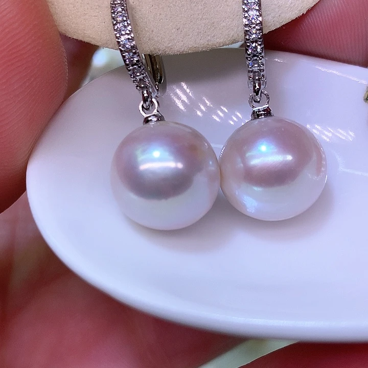 银S925镶嵌耳饰淡水珍珠