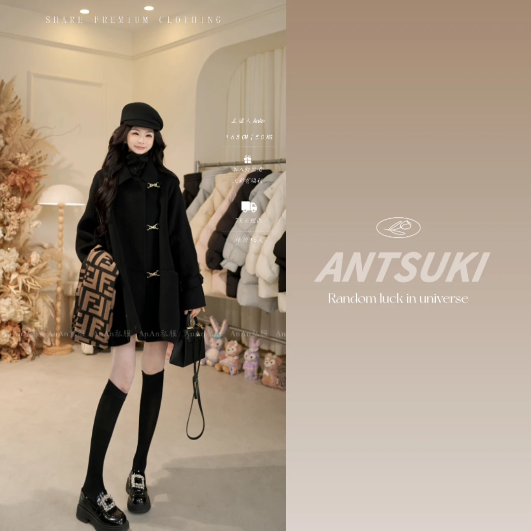 AnAn专属【苏黎世2.0】24秋冬新款中长款赫本风双面毛呢外套915