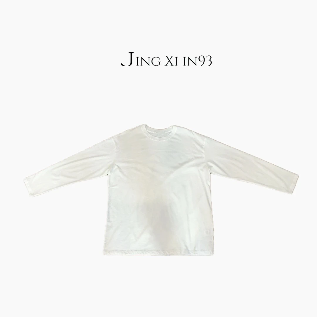 Jing Xi 【百搭宽松T恤】时尚休闲长袖简约纯色圆领透气套头上衣
