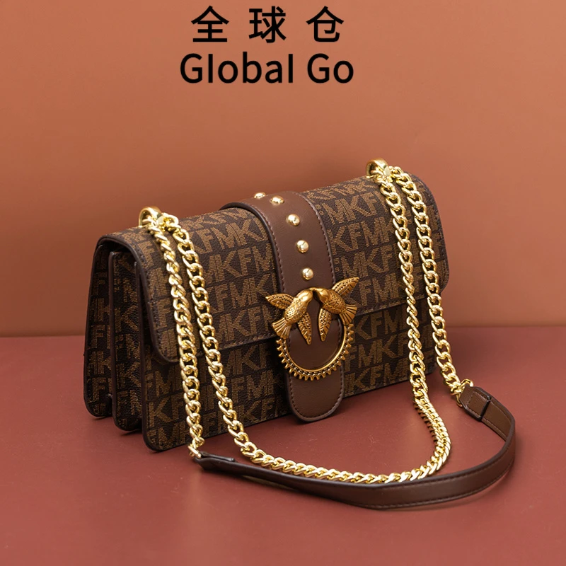 官方正品包包女式斜挎包2025新款今年流行小众轻奢真皮链条小方包