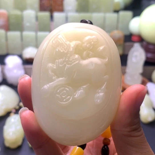 石材方解石手把件