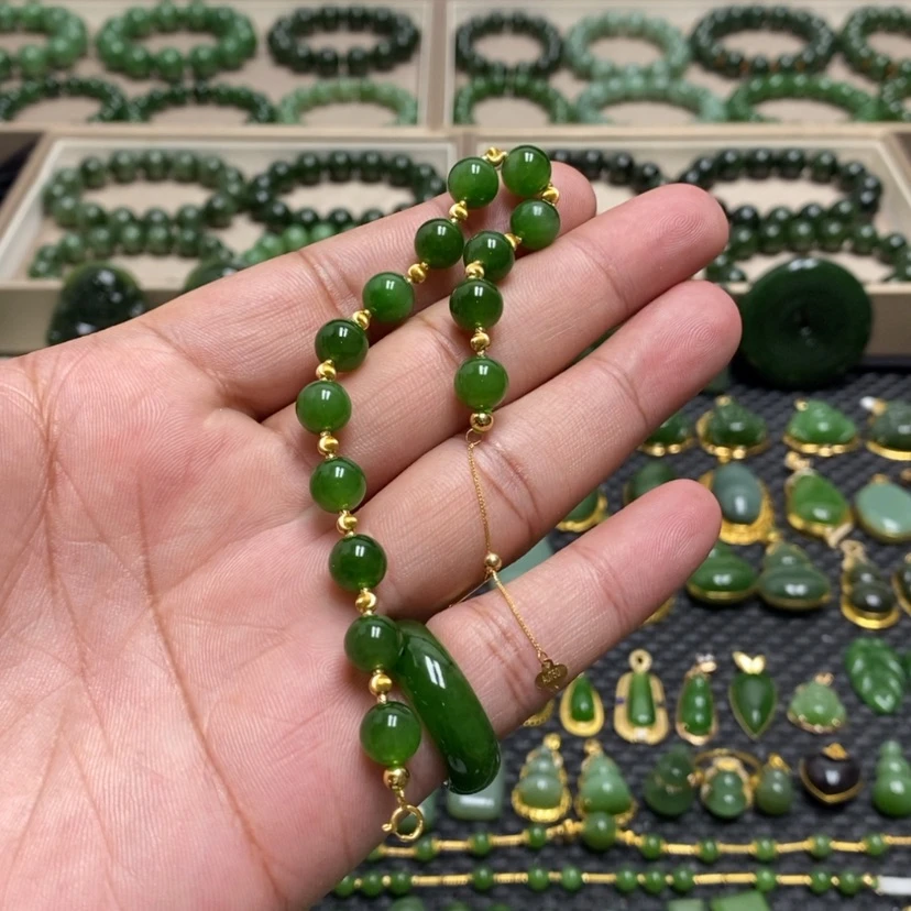 【闪购商品】手链18K金镶嵌和田玉（碧玉）赵****寶