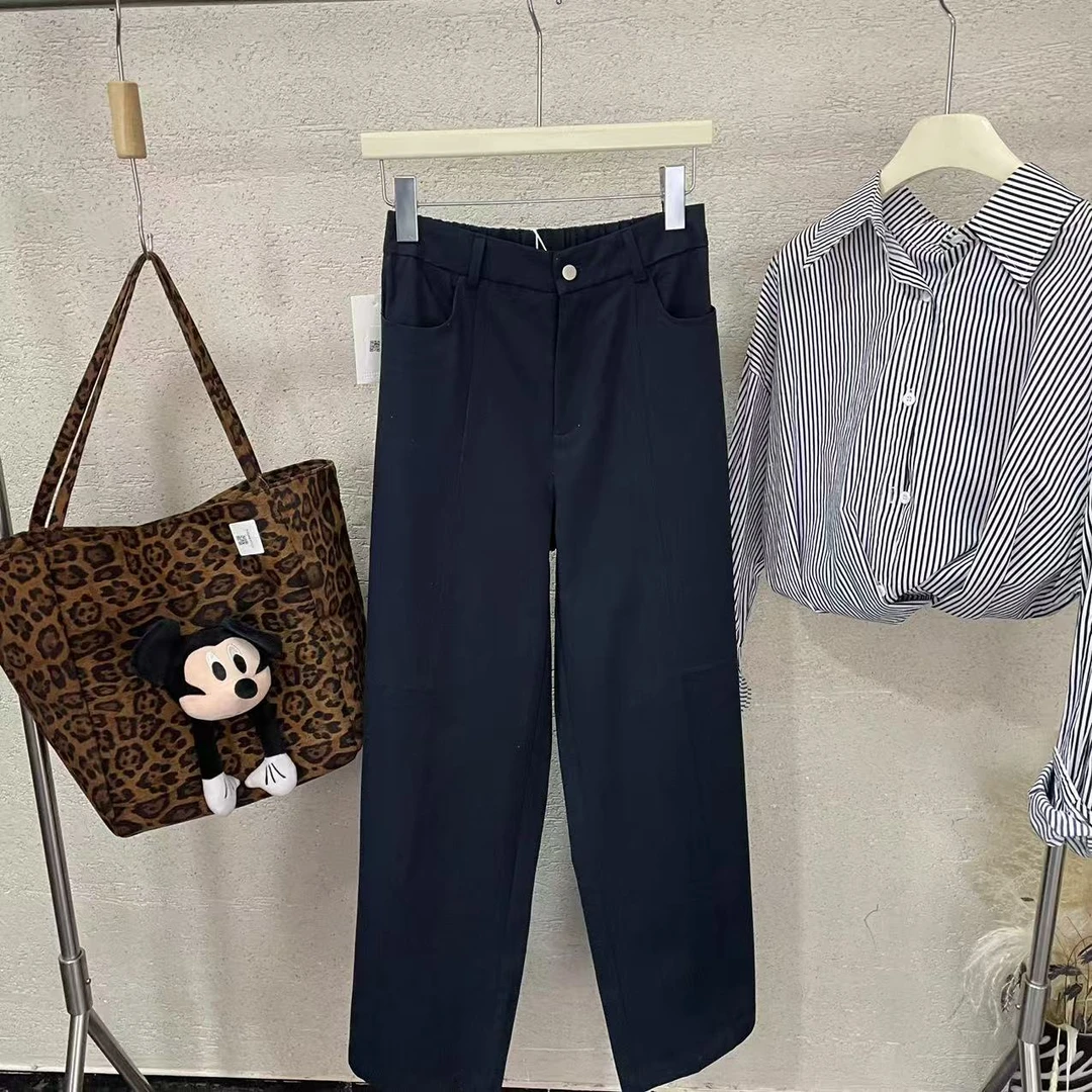 【 雨•美 推荐 】35551藏青色时尚百搭阔腿裤