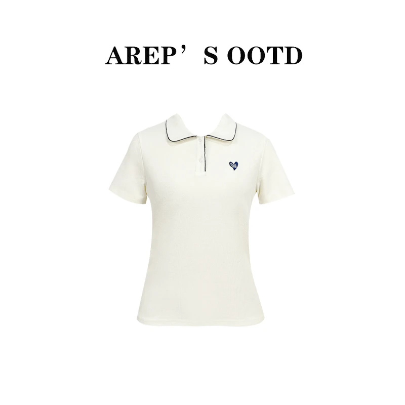 粉丝破价福利 现货【蓝色爱心POLO】AREP2025女士上衣MYAZSC04175