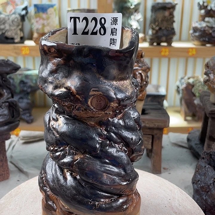 紫砂花盆景德镇陶瓷228