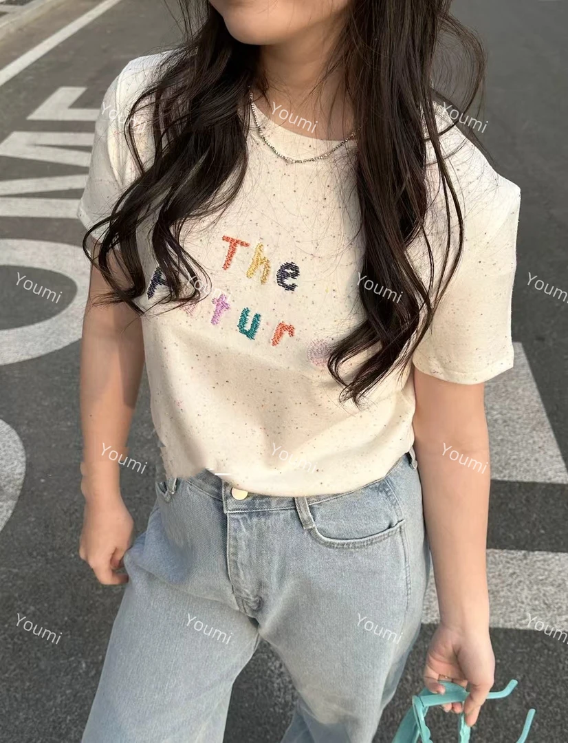【小清新字母刺绣】韩系清新时尚字母绣花短袖T恤