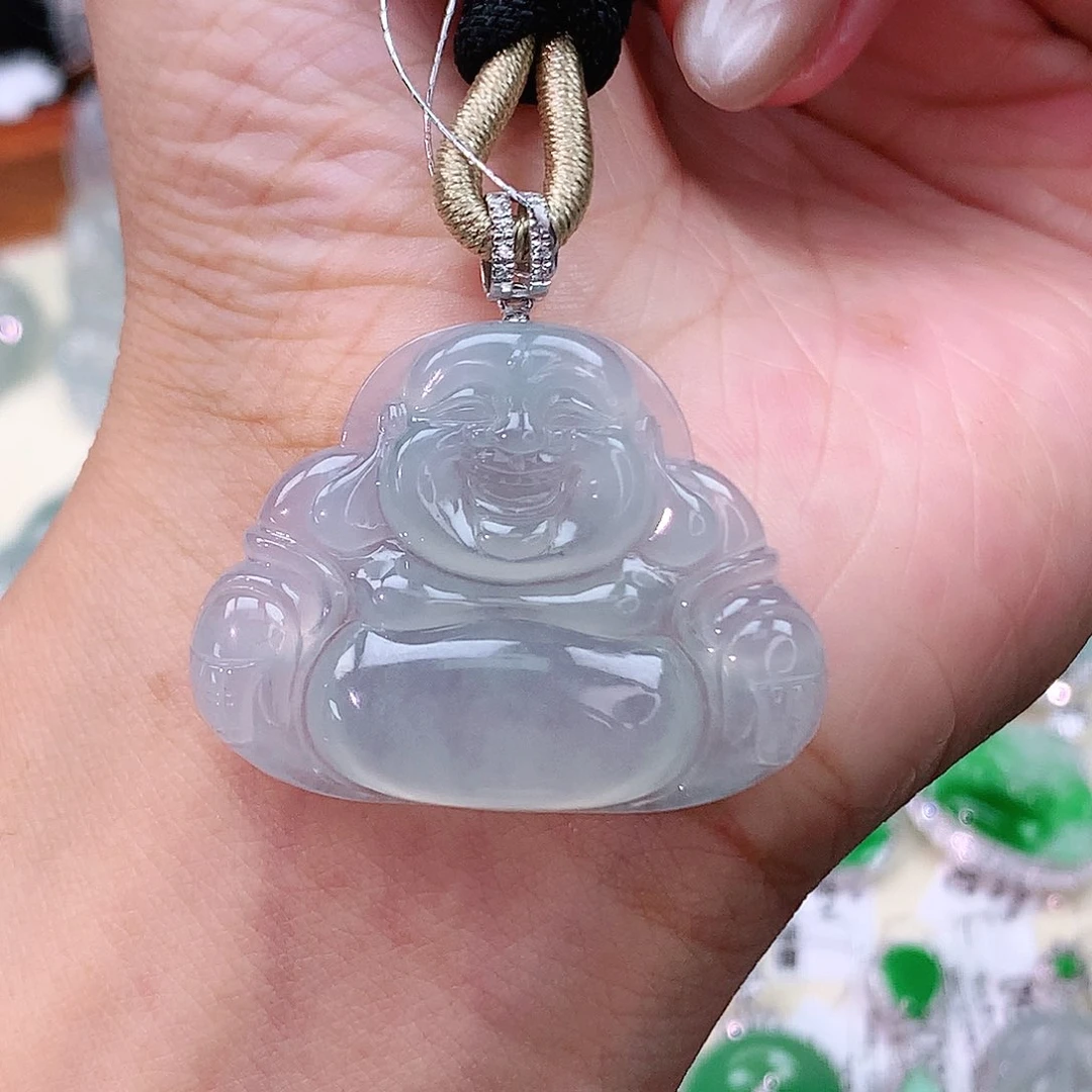 颈饰18K金镶嵌翡翠佛公