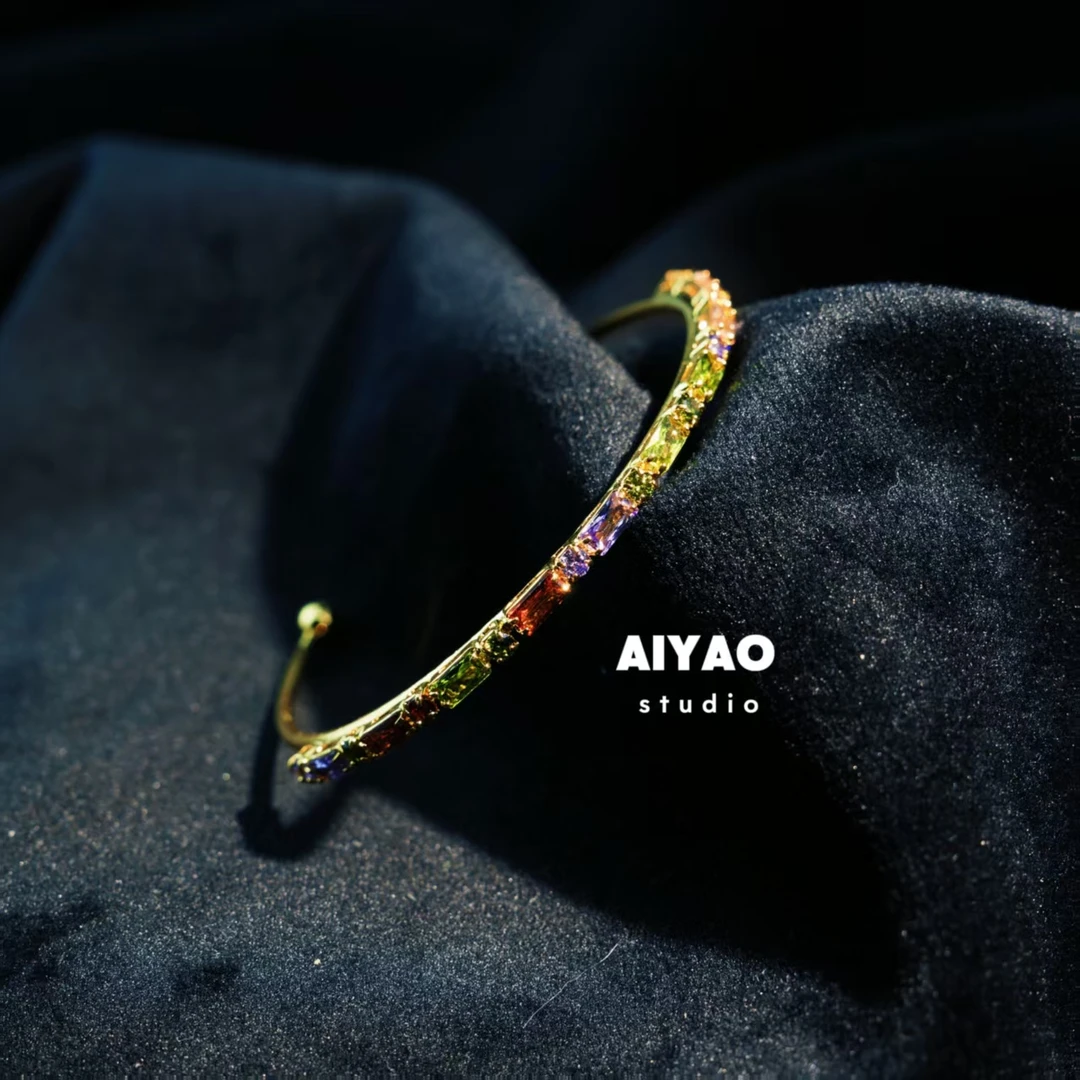 合金手链 【AIYAO】彩钻金镯B81