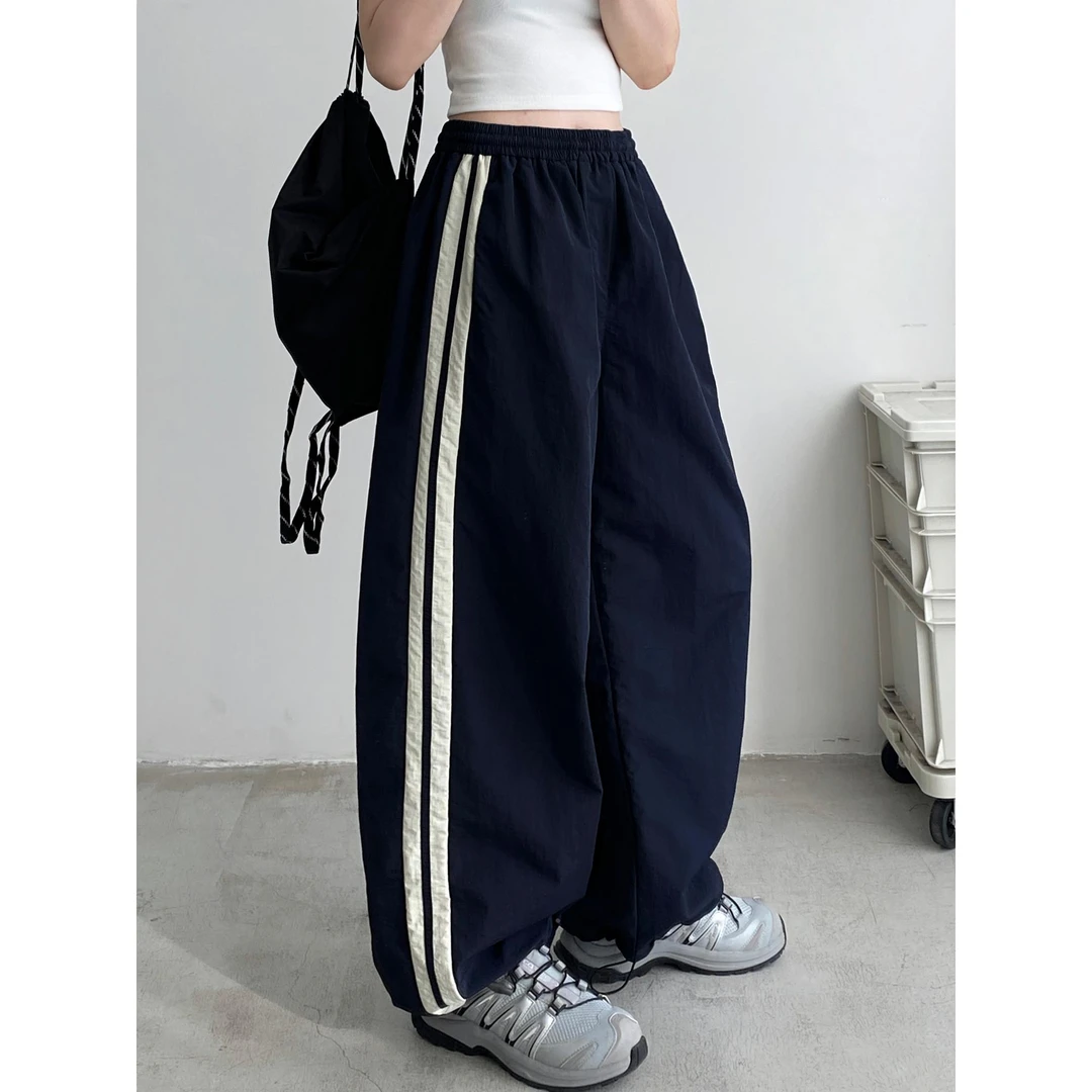 柚刺绣两穿显瘦运动裤女设计感新款百搭休闲长裤