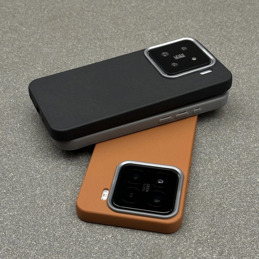 夕与空简约皮纹金属框适用iPhone16promax华为oppo小米15vivo荣耀