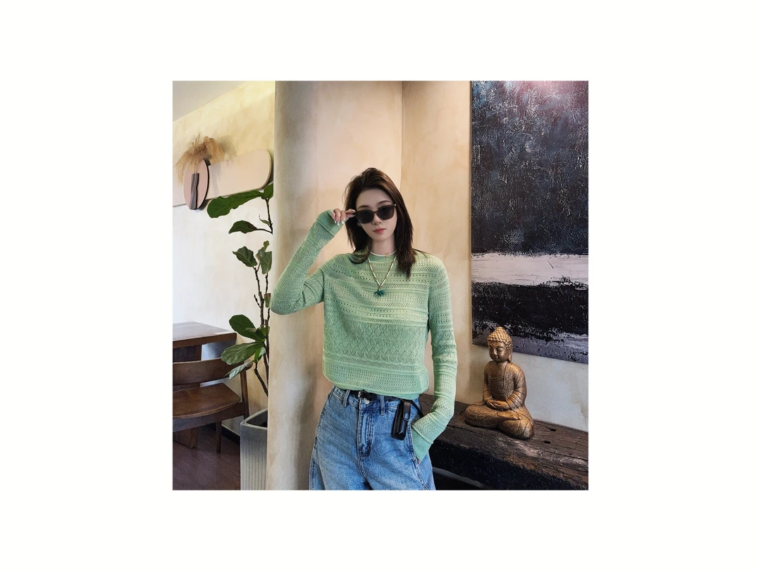 新款“清冷画卷”针织衫877#P02413新款活力常青藤百搭上衣