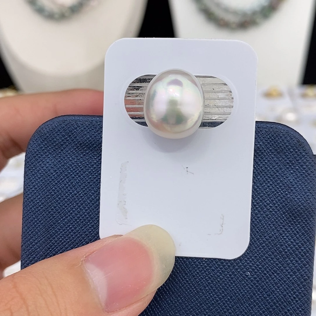 未镶嵌耳饰海水珍珠13.5澳白单颗