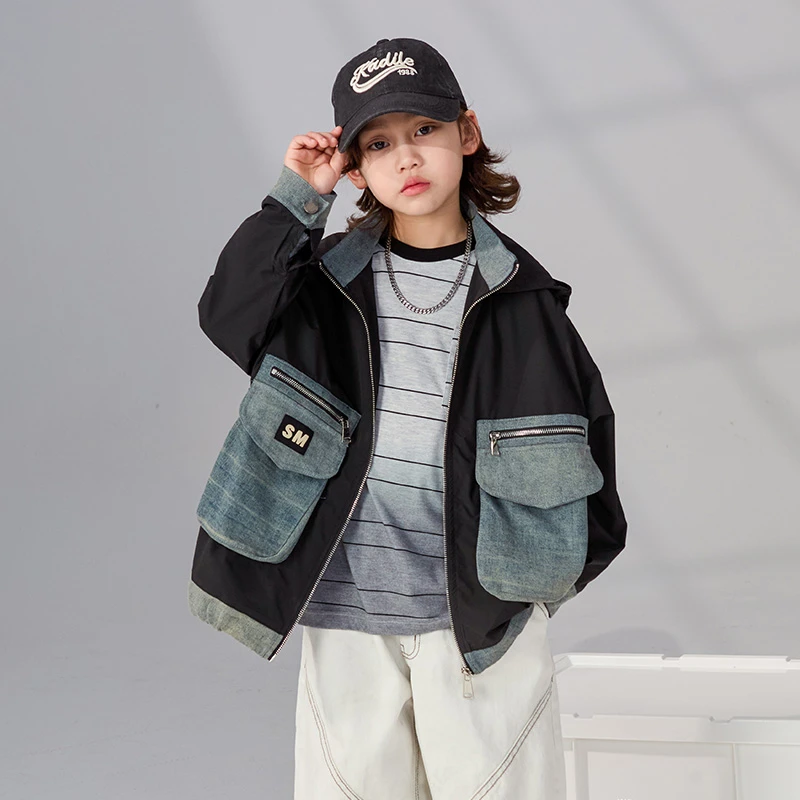 男童春装工装外套2025新款中大儿童春秋款夹克男孩春季牛仔上衣潮