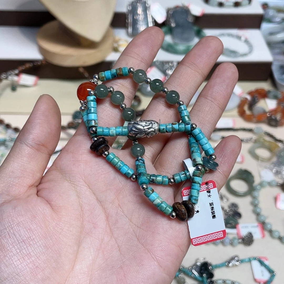足银皮质925银手链双圈手链