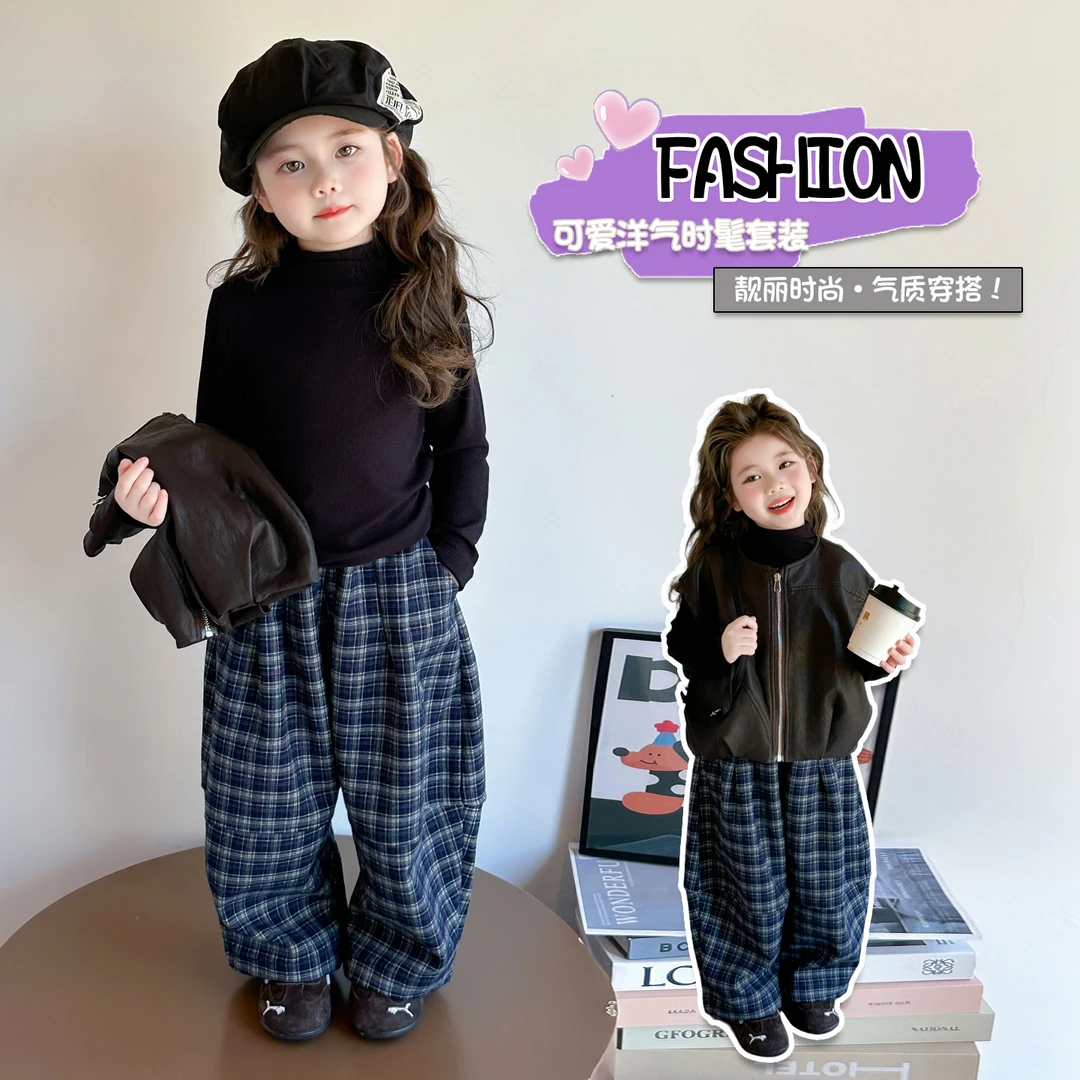 独特洋气时尚女童秋休闲套装春秋款简约萌趣外出潮流韩范炸街服