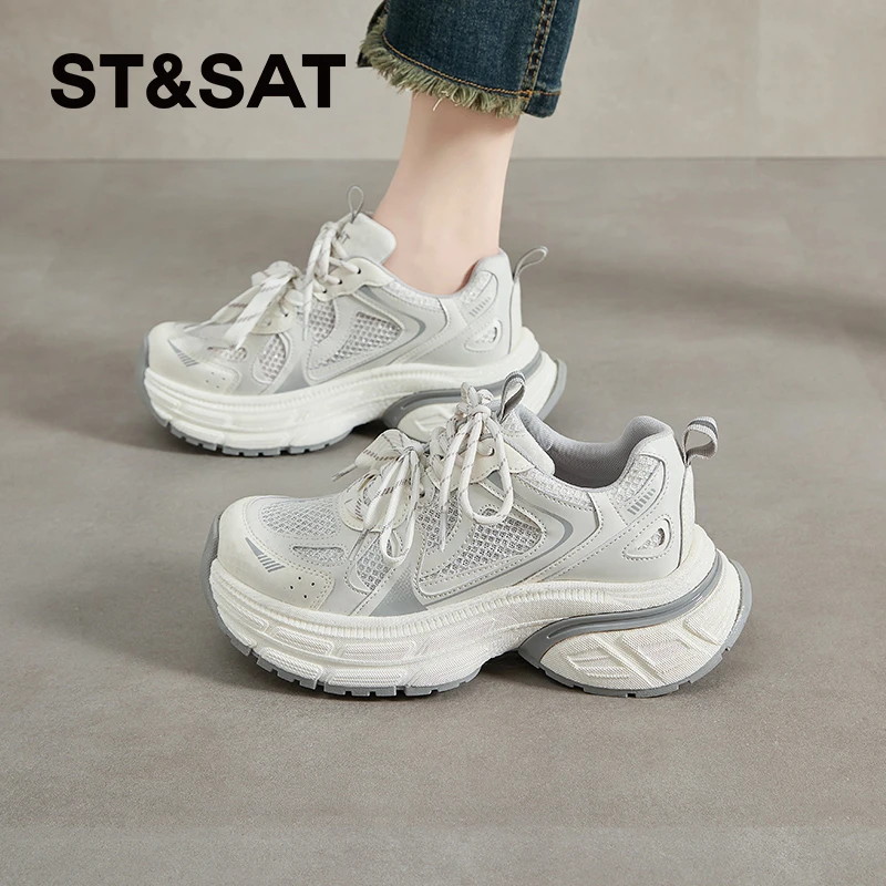星期六薄款老爹鞋女士2025新款夏季时尚休闲鞋网红百搭轻奢运动鞋