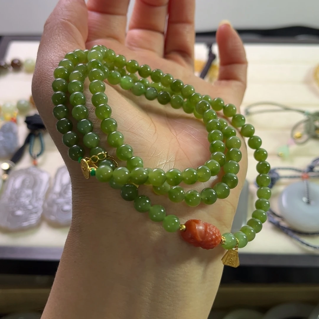 和田玉（碧玉）长链未镶嵌