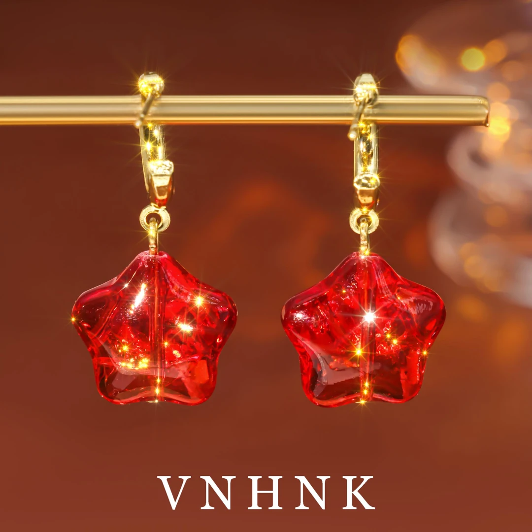 铜合金耳饰 美可儿  D153  红色时尚气质耳环