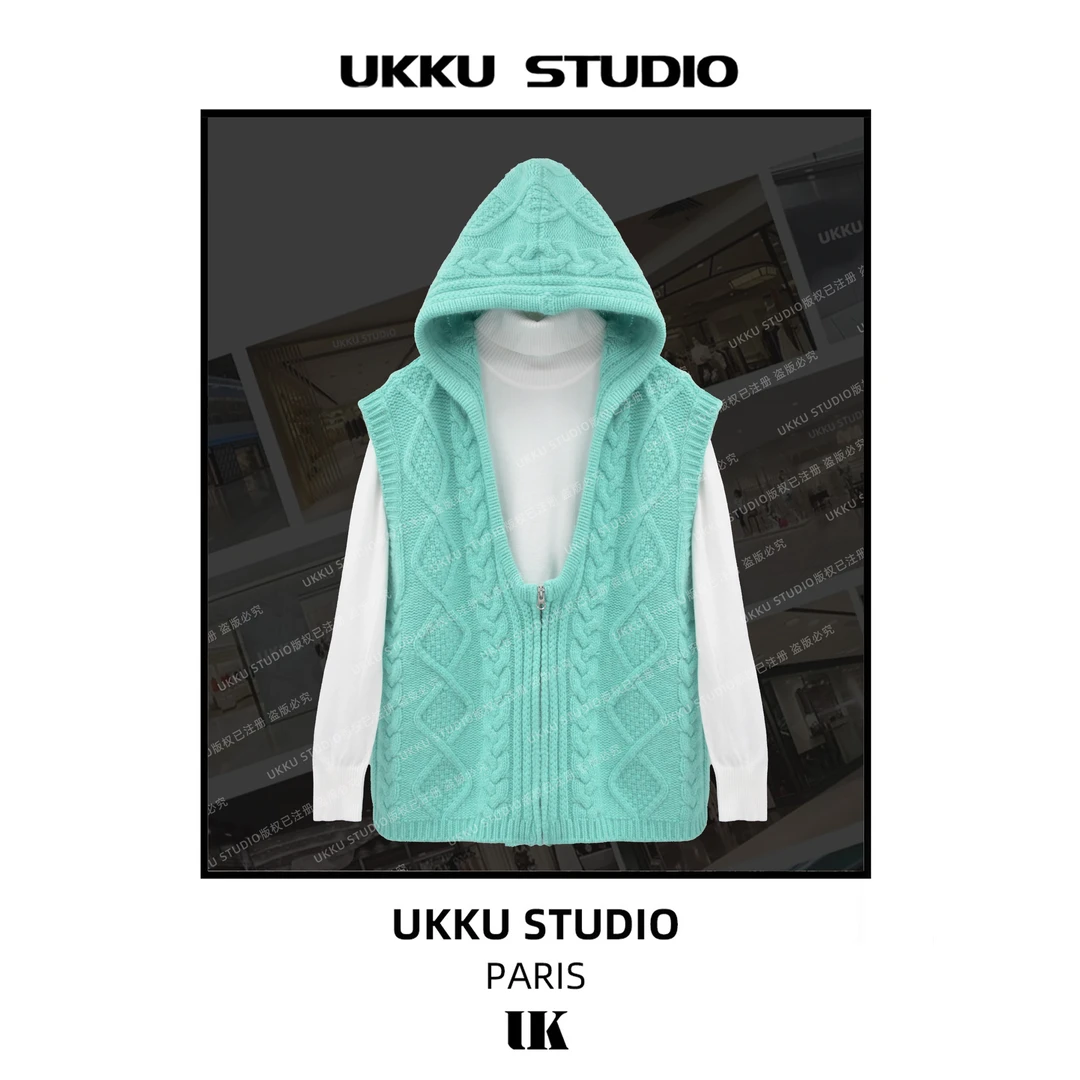 ZJ【UKKUSTUDIO】24秋冬时尚毛衣秋冬百搭针织衫拉链开衫213020