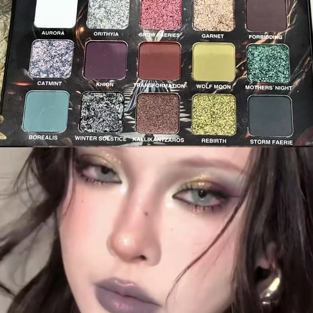 烟熏灰绿紫!新款欧美沼泽蛇系暗黑十五色眼影盘珠哑光烟熏日常女