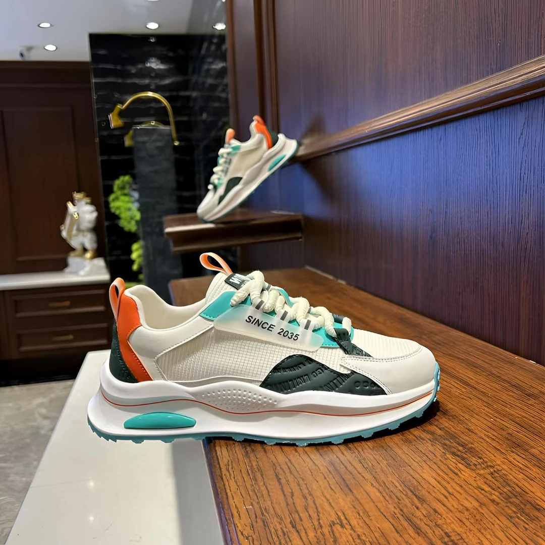 春夏新款男鞋皮拼网面简约欧洲站百搭时尚轻奢潮流男潮男士休闲鞋