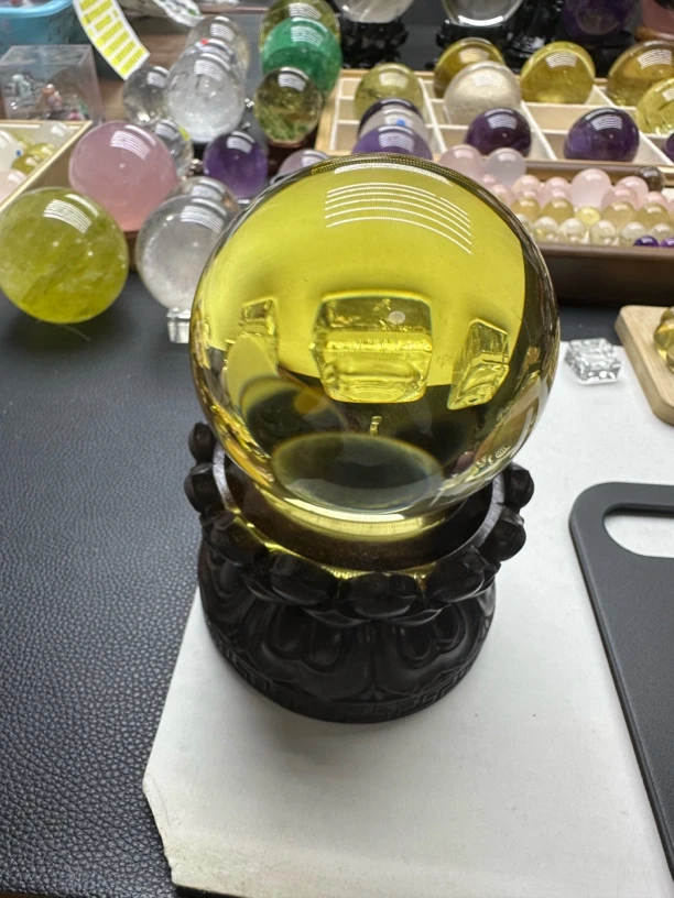 天然黄水晶9.1cm高透