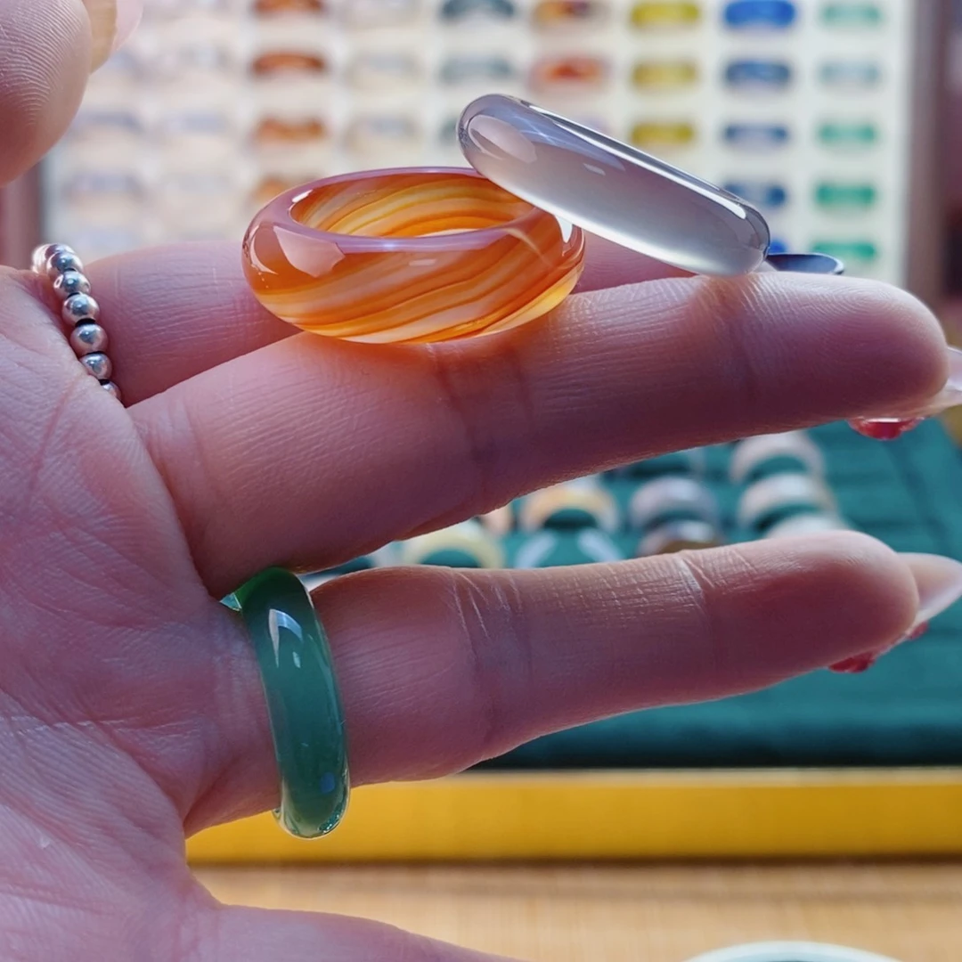 玛瑙/玉髓戒指未镶嵌啊*