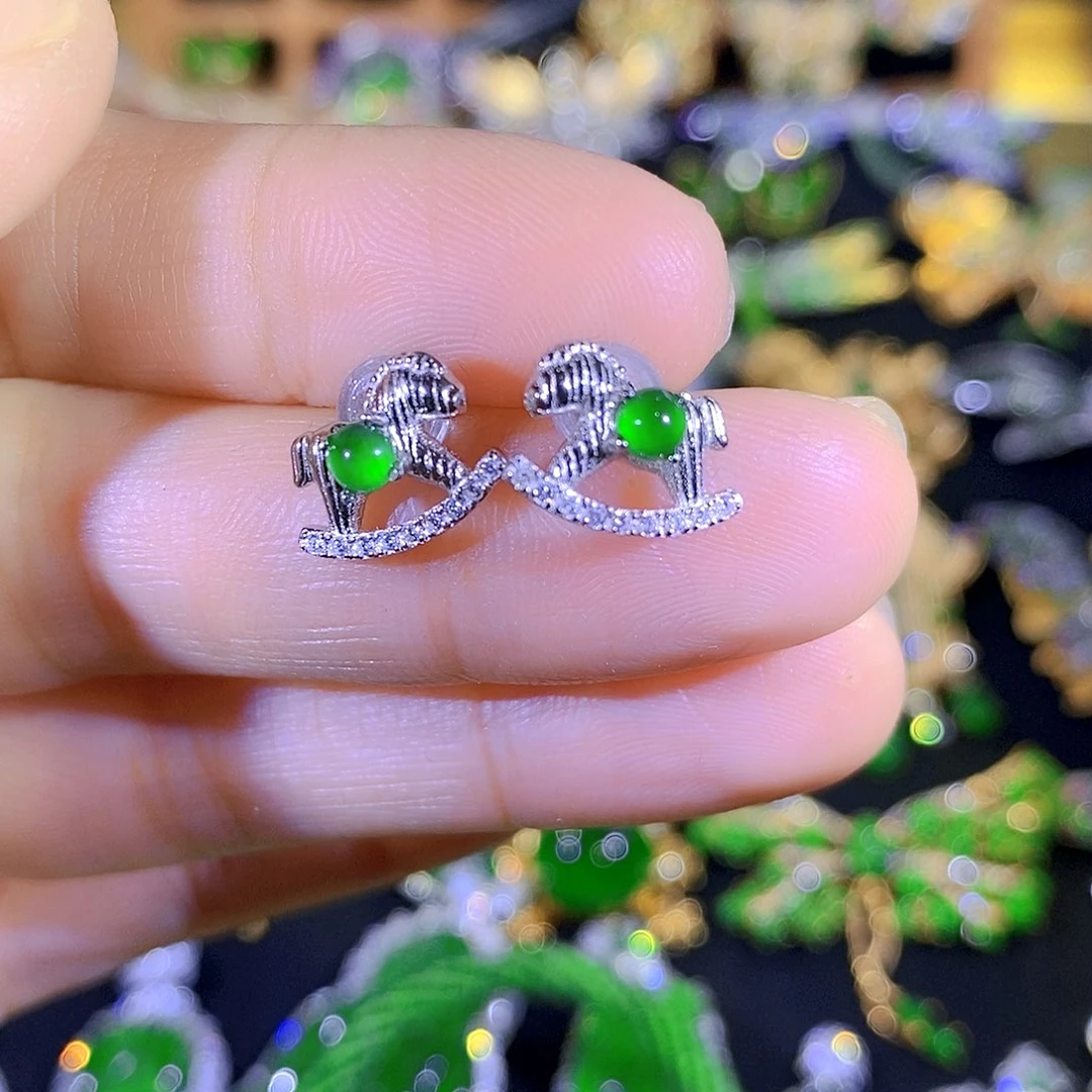 吊坠(不含链)银S925镶嵌翡翠