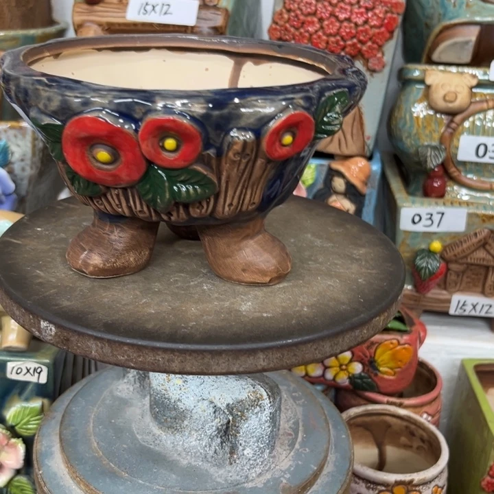 紫砂花盆粗陶材质多肉花盆300