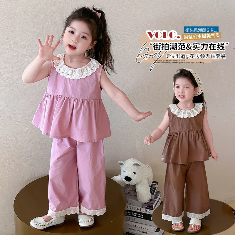 女童无袖套装2025夏季新款女宝宝韩版时尚两件套小女孩薄款夏装潮