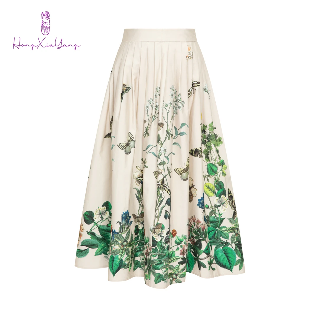 EDFNOT/杨红霞汝意MSZZ绿植印花大摆裙52232