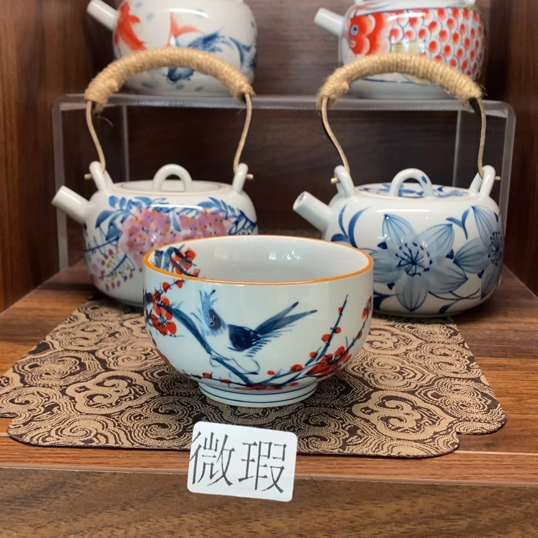 釉下手绘茶具微瑕