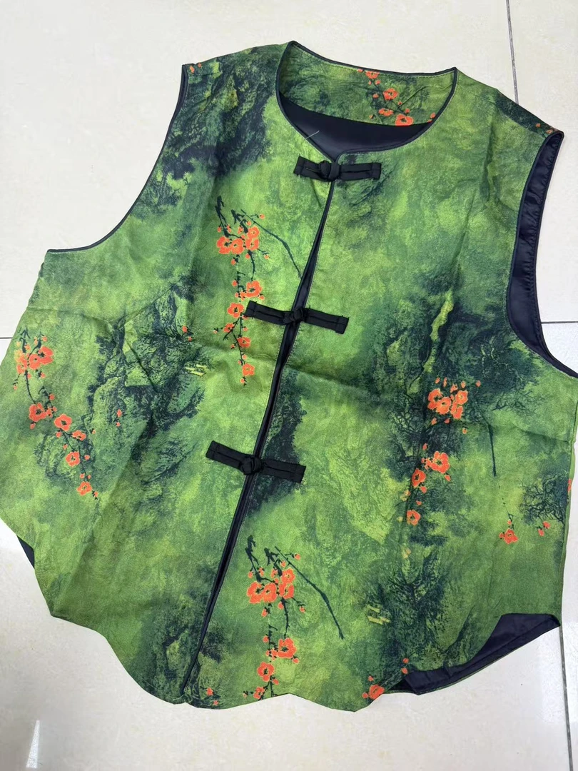 新款印花绿色马甲