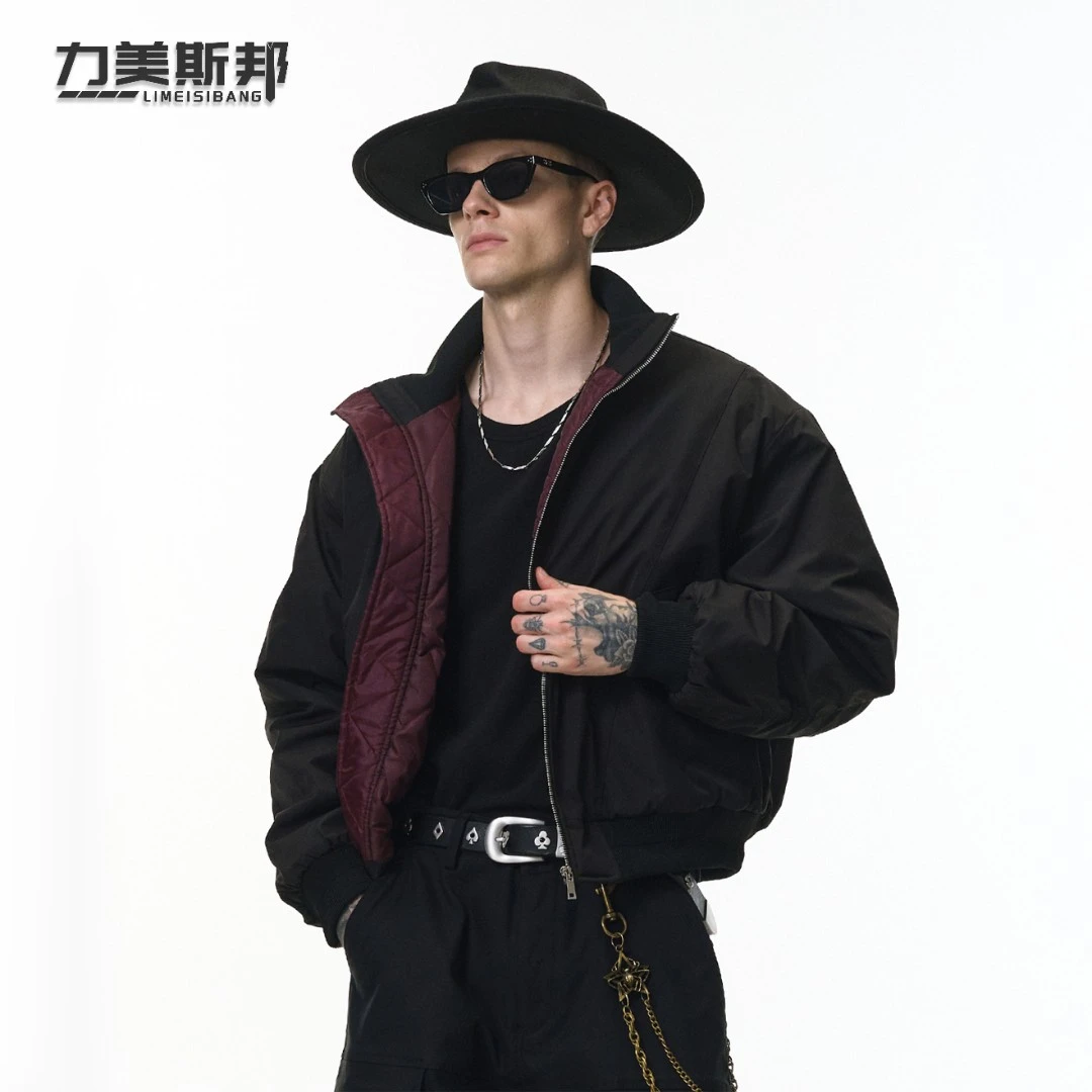 【男爵红茶】飞行夹克冬季新品Cleanfit解构剪裁立领棉服保暖外套