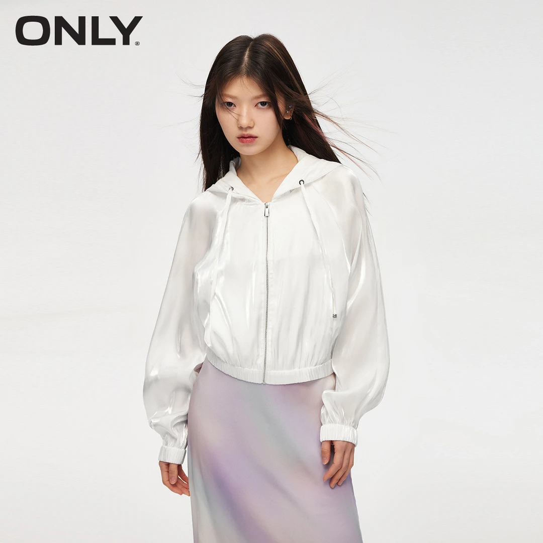 ONLY秋季蝙蝠袖短款抽绳连帽外套女酷飒风女装高级感|125136034