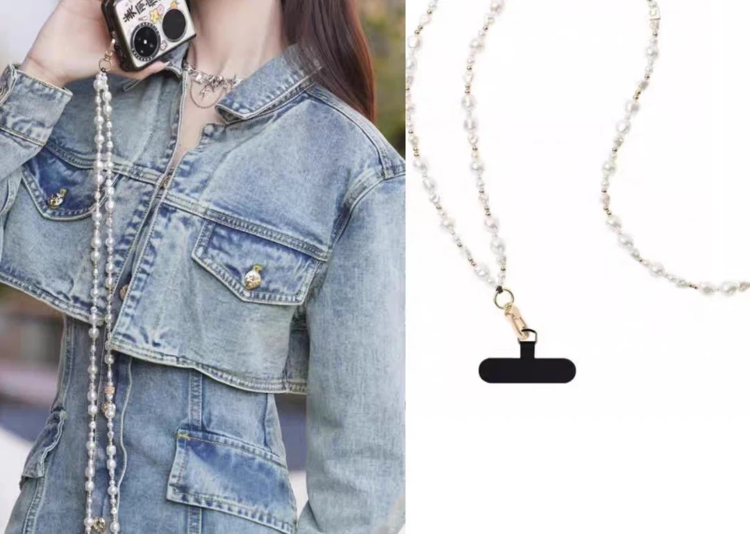 厂 新款珍珠高级感手机斜挎链条